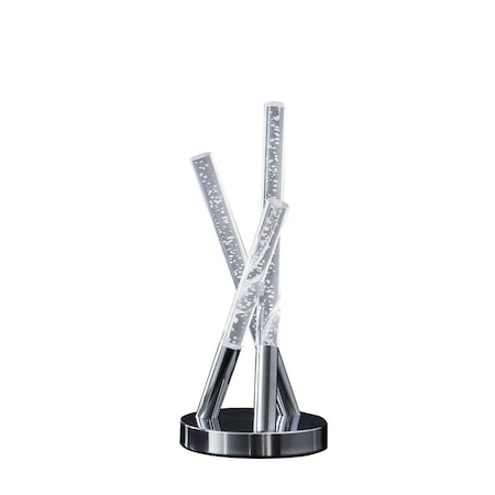 Cling 14.5 in. Carina Modern 3 Acrylic Upright Leg Stix LED Metal Table Lamp, Silver CL3116148